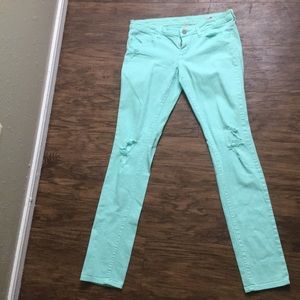 Arizona Jean mint colored super skinny jeans